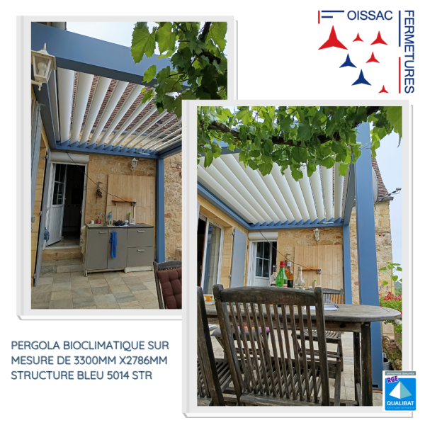 Vente et installation de pergola bioclimatique adossée 2 poteaux sur mesure en Dordogne (24) 