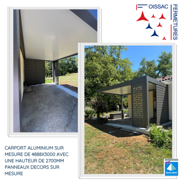 Vente et installation de carport aluminium sur mesure par un professionnel à Sarlat en Dordogne