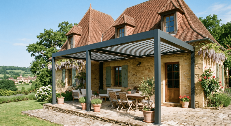 Résistance au vent d'une pergola bioclimatique en Occitanie 