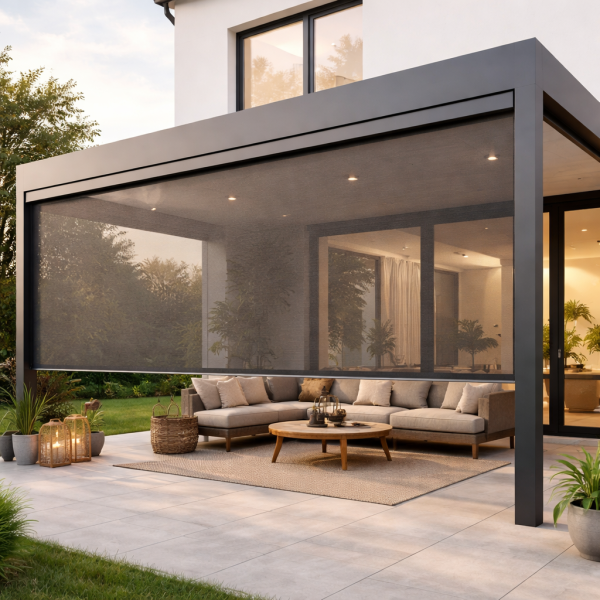 Installation de store zip sur mesure pour fermeture de pergola bioclimatique à Gourdon (46) 